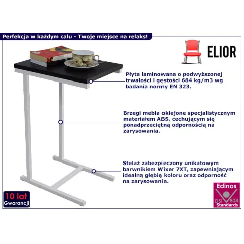 Minimalistyczny stolik boczny Elys 5X biały czarny