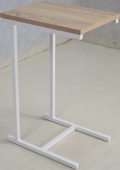 Minimalistyczny stolik boczny Liros 5X biały+dąb sonoma