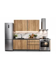 Zestaw mebli kuchennych z blatem dąb votan + antracyt - Sabtina w sklepie Edinos.pl