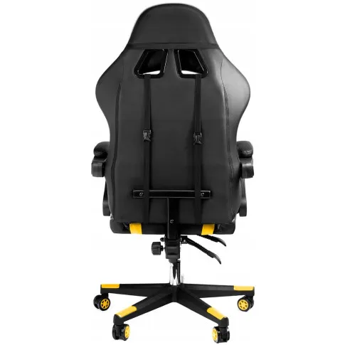 czarno żółty fotel komputerowy tapicerowany skóra ekologiczna Curt