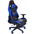 czarno niebieski fotel gamingowy z podnóżkiem Husar