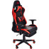 Czarno-czerwony fotel gamera z podnóżkiem - Husar