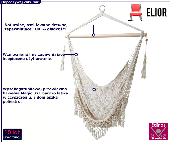 Brazylijska huśtawka ogrodowa Nodris 3X