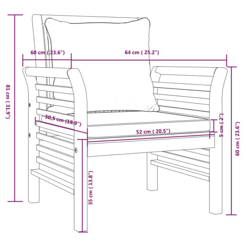 Fotel ogrodowy z zestawu Kyra wymiary