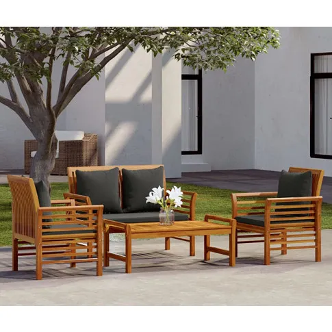 Wizualizacja zestawu ogrodowego Kyra szare poduszki