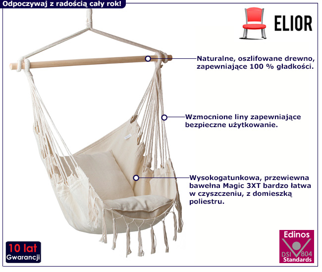 Brazylijska huśtawka ogrodowa z frędzlami Mariel