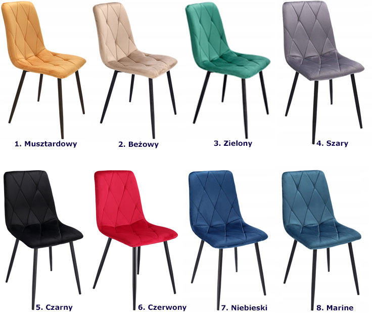 Welurowe pikowane krzesło Ormo kolor marine