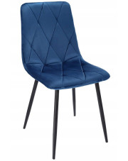 Niebieskie welurowe krzesło z pikowaniami - Ormo w sklepie Edinos.pl