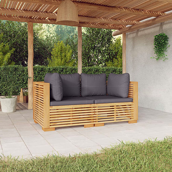 Modułowa sofa ogrodowa z szarymi poduszkami Aurelo