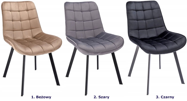 Kolory krzesła pikowanego welurowego krzesła Igna