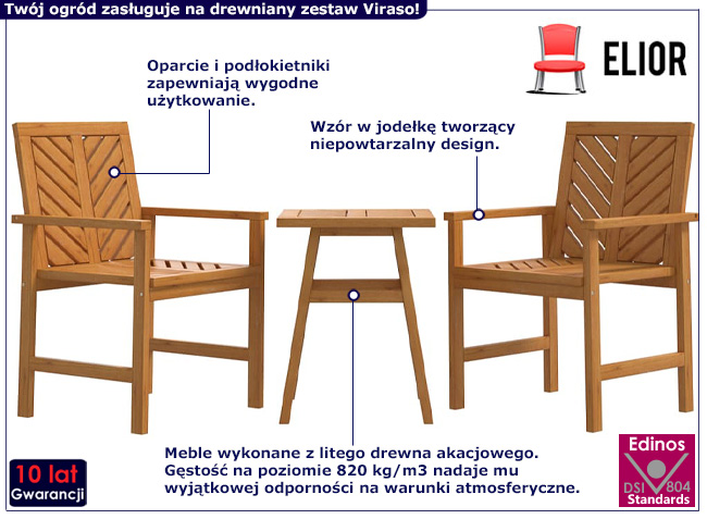 Drewniany zestaw ogrodowy Viraso 3X