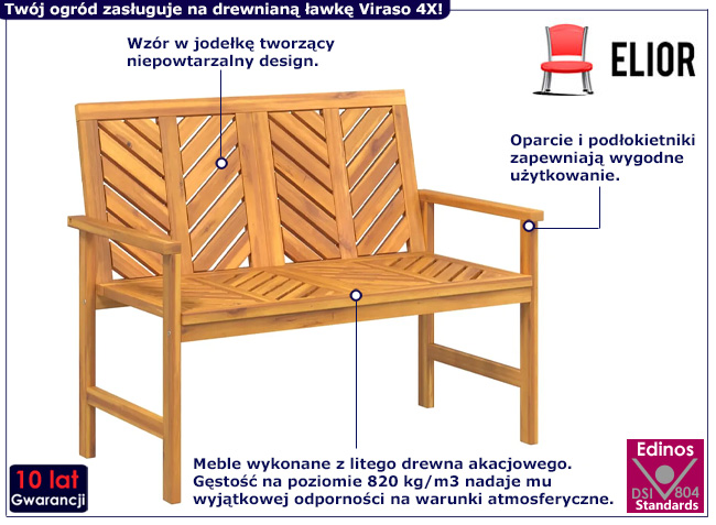 Drewniana ławka Timoteo 4X