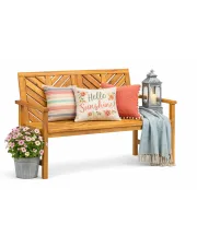 Drewniana ławka ogrodowa z wzorem w jodełkę - Timoteo 4X w sklepie Edinos.pl