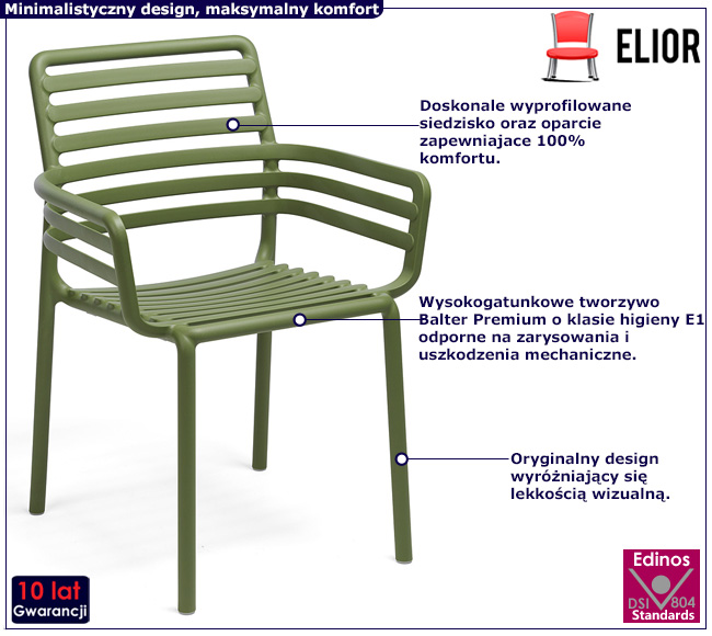 Zielone sztaplowane krzesło ogrodowe Giva