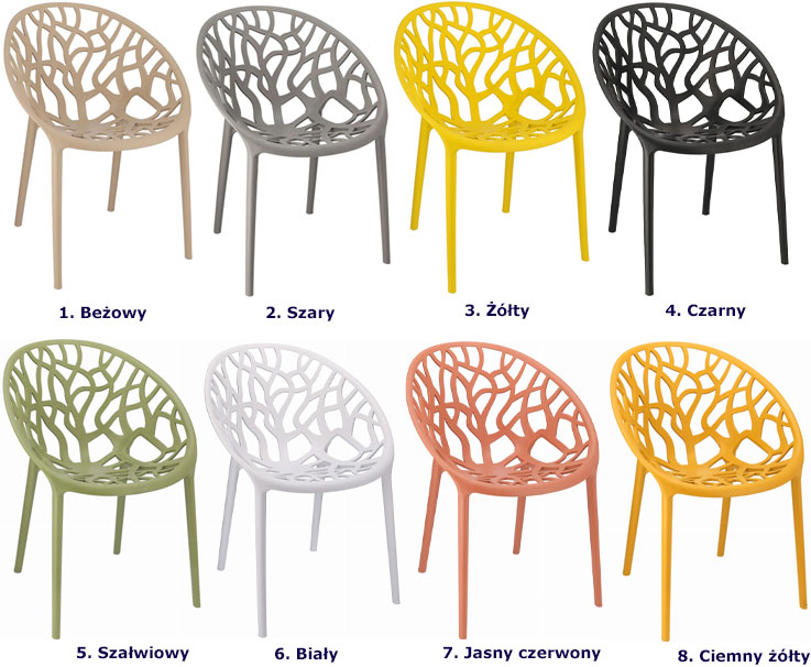 Kolory krzesła ażurowego na taras Moso
