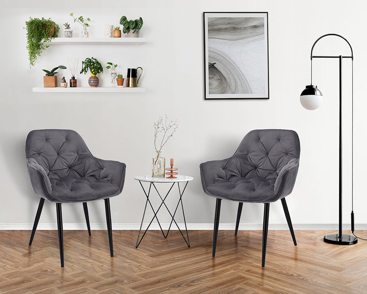 Szare krzesło z podłokietnikami Odine