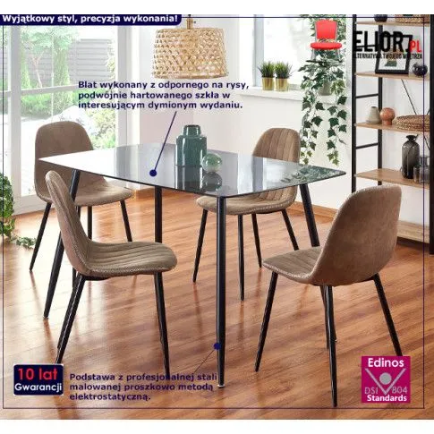 Fotografia Szklany stół Milta - dymiony + czarny z kategorii Stoły