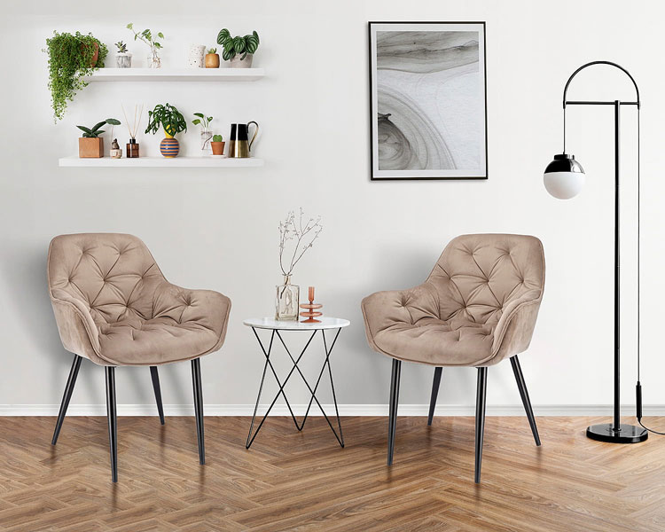 Beżowe krzesło z podłokietnikami Odine