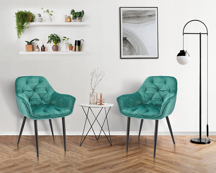 Zielone krzesło z podłokietnikami Odine