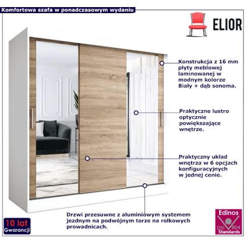 Przesuwna szafa biały dąb sonoma Lenora 6X