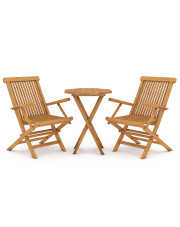 Drewniany zestaw dwóch krzeseł i stolika do ogrodu - Zonex w sklepie Edinos.pl