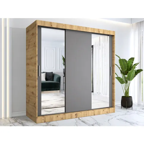 Aranżacja z szafą przesuwną dąb artisan antracyt Lenora 6X