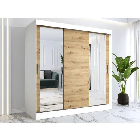 Aranżacja z szafą przesuwną biały dąb artisan Lenora 6X