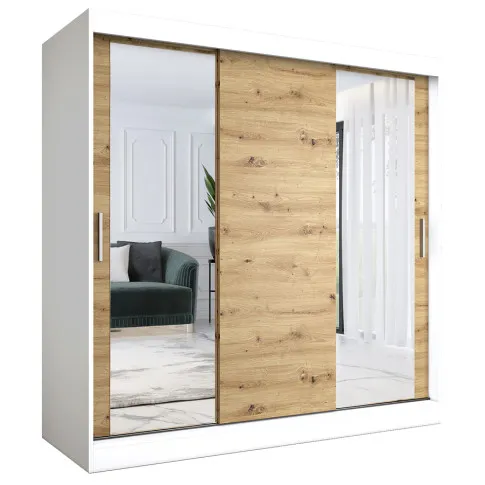 Szafa przesuwna biały dąb artisan 200 cm Lenora 6X