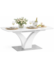 Biały rozkładany stół ze szklanym blatem - Animac w sklepie Edinos.pl