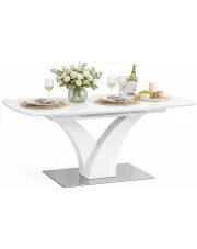 Biały rozkładany stół ze szklanym blatem - Animac w sklepie Edinos.pl