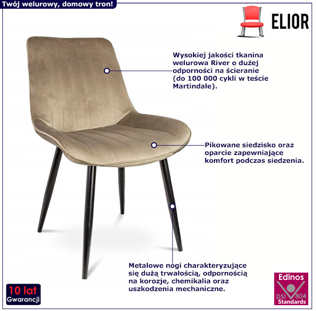 Beżowe welurowe krzesło Caviro