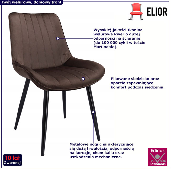 Brązowe welurowe krzesło Caviro