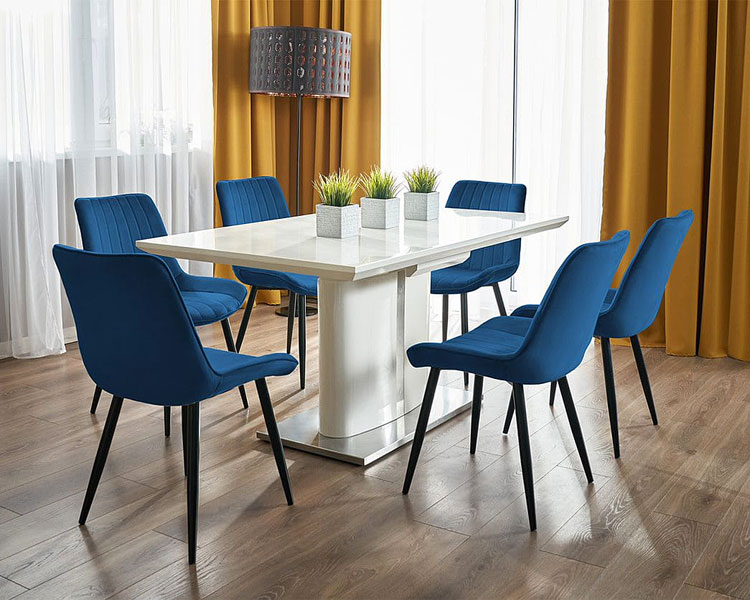 Granatowe krzesło tapicerowane Caviro