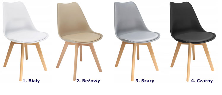 Beżowe krzesło skandynawskie z poduszką na siedzisku Aklo