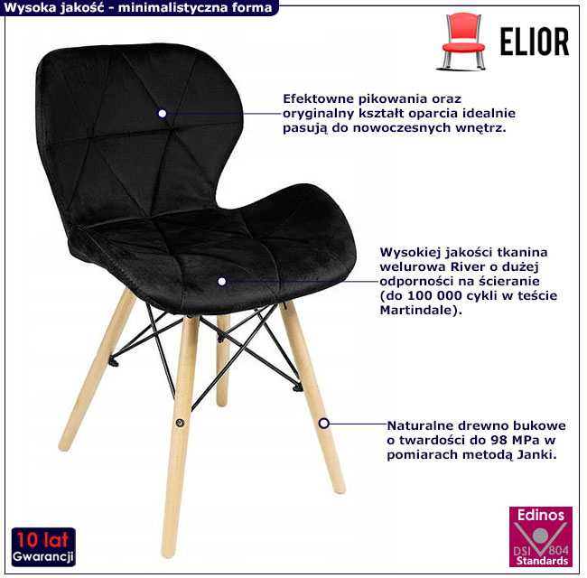 Czarne skandynawskie krzesło Opan XXL