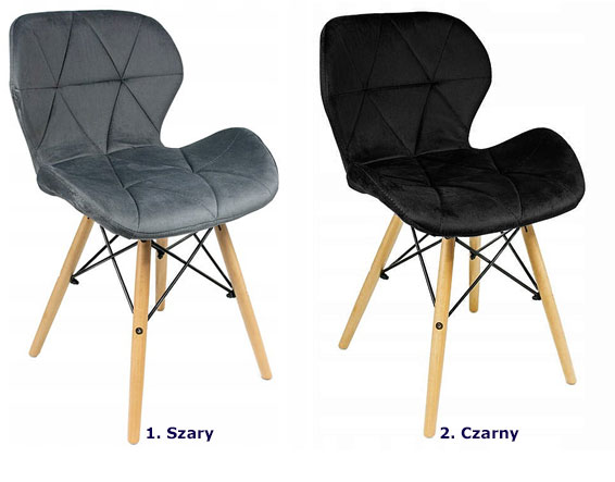 Skandynawskie krzesło welurowe na drewnianych nogach Cero