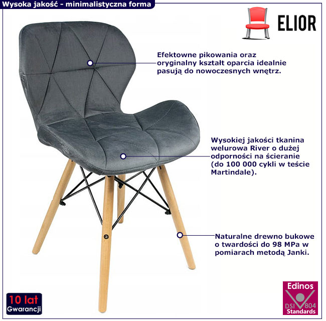 Szare skandynawskie krzesło Opan XXL