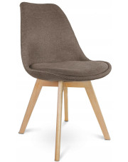 Brązowe krzesło drewniane tapicerowane do salonu - Umos w sklepie Edinos.pl