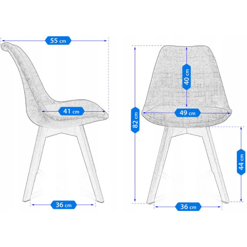 wymiary skandynawskiego krzesła tapicerowanego Umos