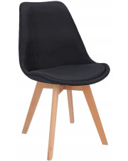 Czarne krzesło tapicerowane drewniane do stołu - Umos w sklepie Edinos.pl