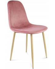 Różowe krzesło welurowe metalowe do kuchni - Liam w sklepie Edinos.pl