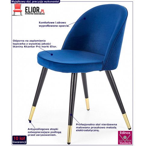 Fotografia Krzesło tapicerowane Noxin - niebieskie z kategorii Krzesła