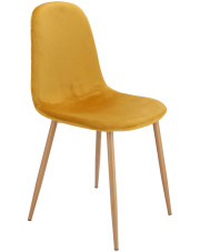 Welurowe pikowane krzesło do salonu musztardowy - Liam w sklepie Edinos.pl