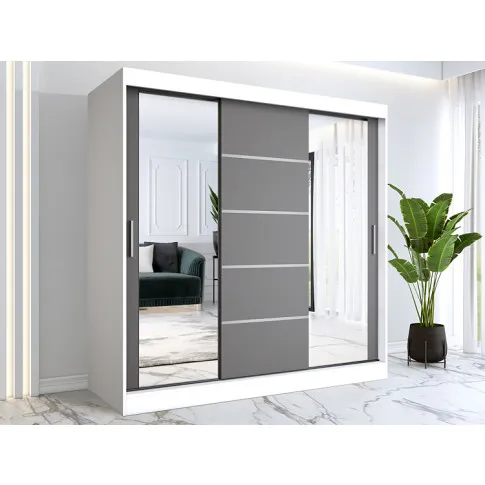 Aranżacja z szafą przesuwną biały antracyt Felix 6X