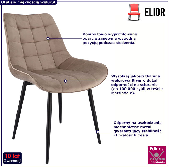 Beżowe pikowane krzesło Plando