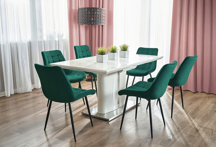 Tapicerowane zielone krzesło do salonu Plando