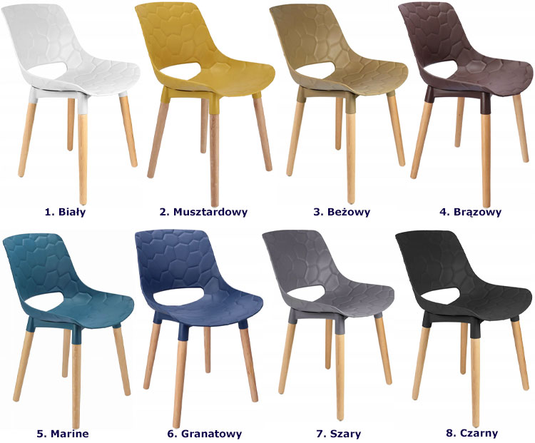 Kolory krzesła nowoczesnego z otworem w oparciu Erol
