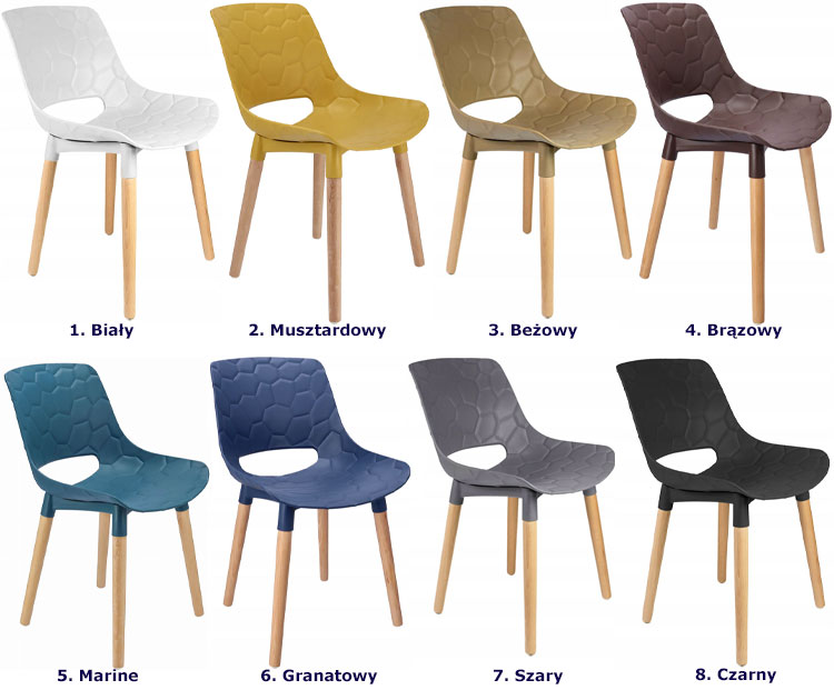 Kolory krzesła nowoczesnego z otworem w oparciu Rivea