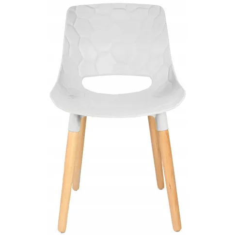 białe krzesło nowoczesne z drewnianymi nogami Erol