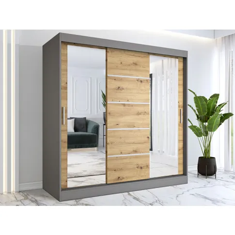 Aranżacja z szafą przesuwną antracyt dąb artisan Felix 6X